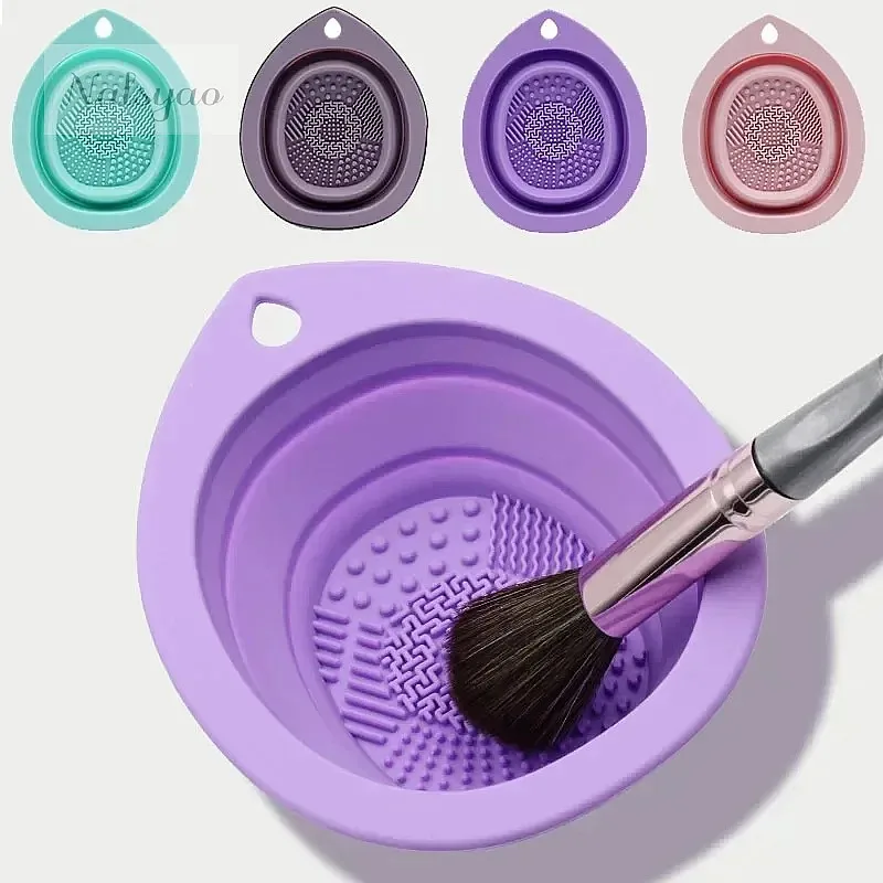 Beauty Makeup Tools Use - Silicone Folding Makeup Brush Cleaner Box,