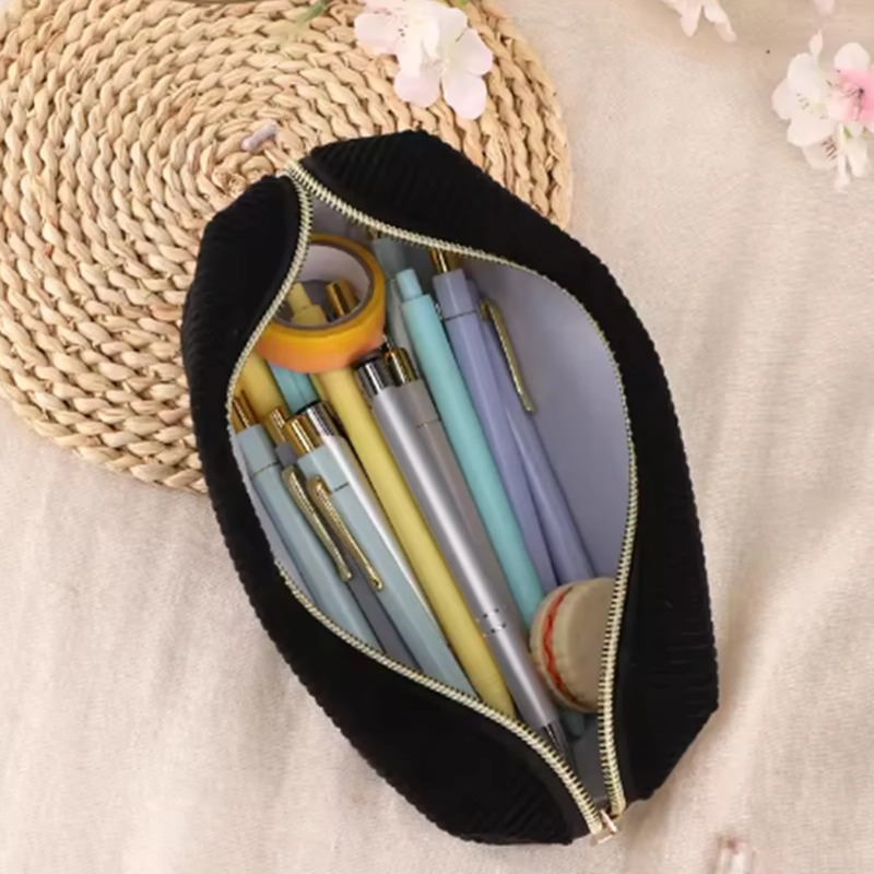 Portable Corduroy Makeup Bag L - Beauty Makeup School ulasan dan harga