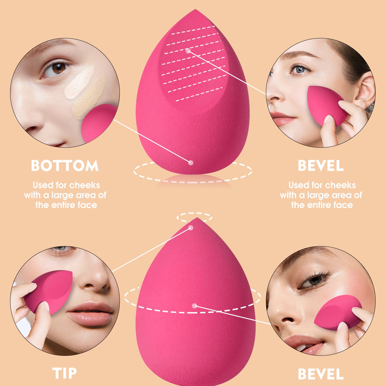 16PCS Pink Makeup Sponge & Pow - Beauty Makeup Tools Use ulasan dan harga