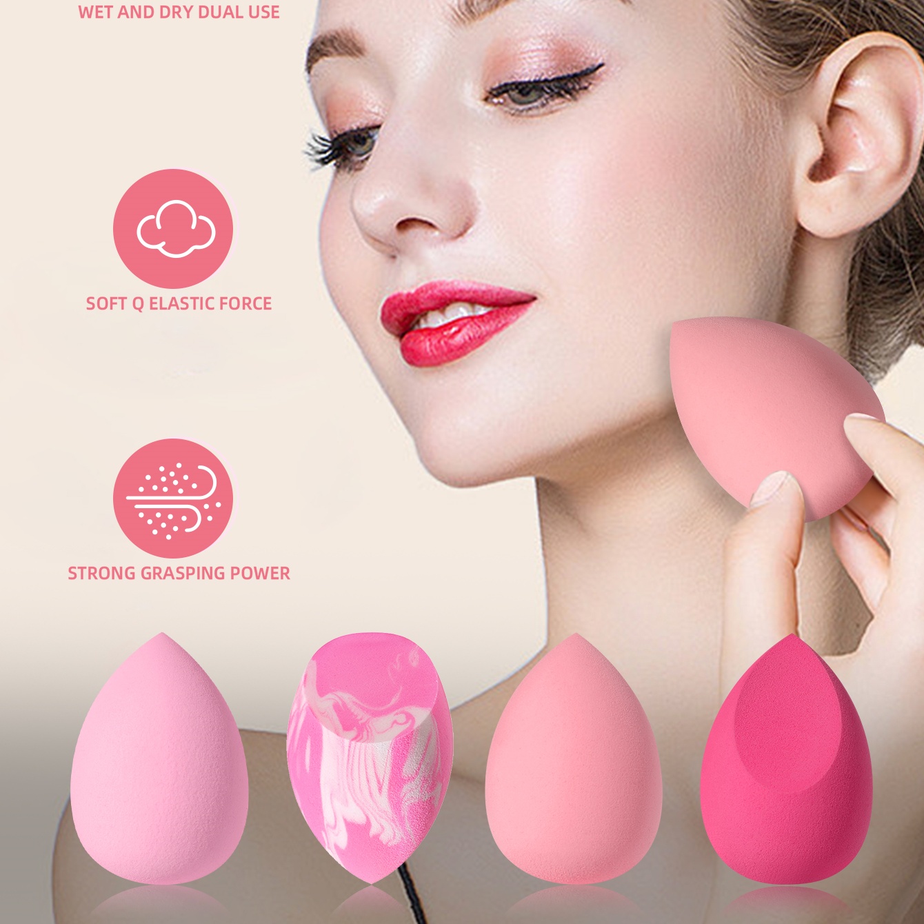 16PCS Pink Makeup Sponge & Pow - Beauty Makeup Tools Use ulasan dan harga
